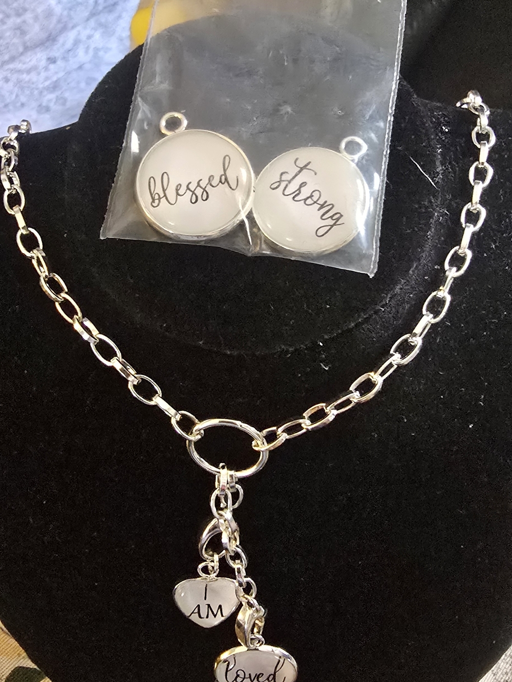 Silver-Tone Inspirational Heart Charm Necklace - 'I AM Loved'